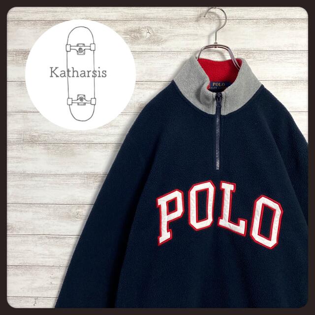 POLO RALPH LAUREN(ポロラルフローレン)の【即完売モデル】ポロラルフローレンデカロゴハーフジップフリーススウェット入手困難 メンズのトップス(スウェット)の商品写真