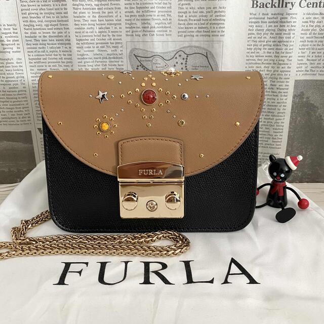 新作 FURLA メトロポリス スタッツ ショルダーバッグ ブラック | フリマアプリ ラクマ