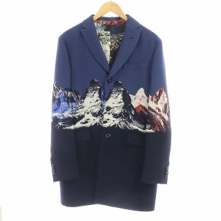 エトロ(ETRO)のエトロ チェスターコート アウター ロング 雪山 刺繍 シルク混 48 紺(その他)