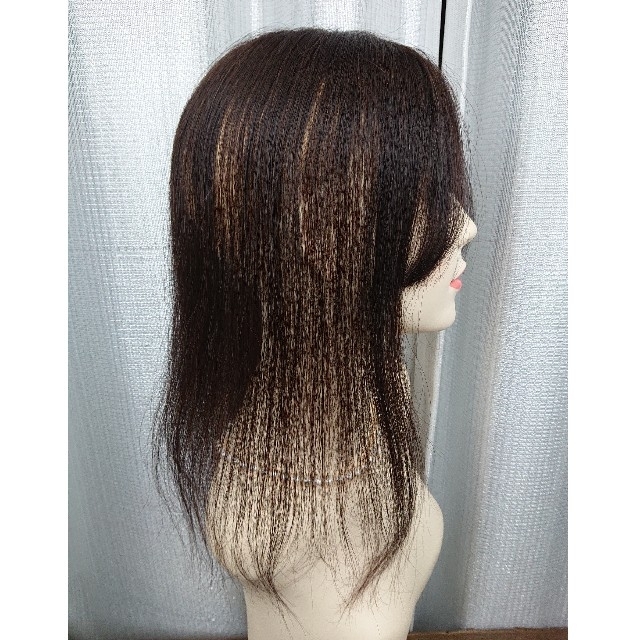 人気カラーの 引き抜き手植えヘアピース(自然色)35㎝ レミー人毛100 