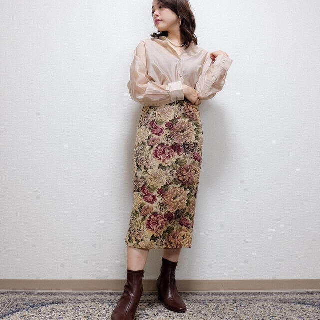 【Cara】flower jacquard skirt 00サイズ  新品同様 レディースのスカート(ロングスカート)の商品写真