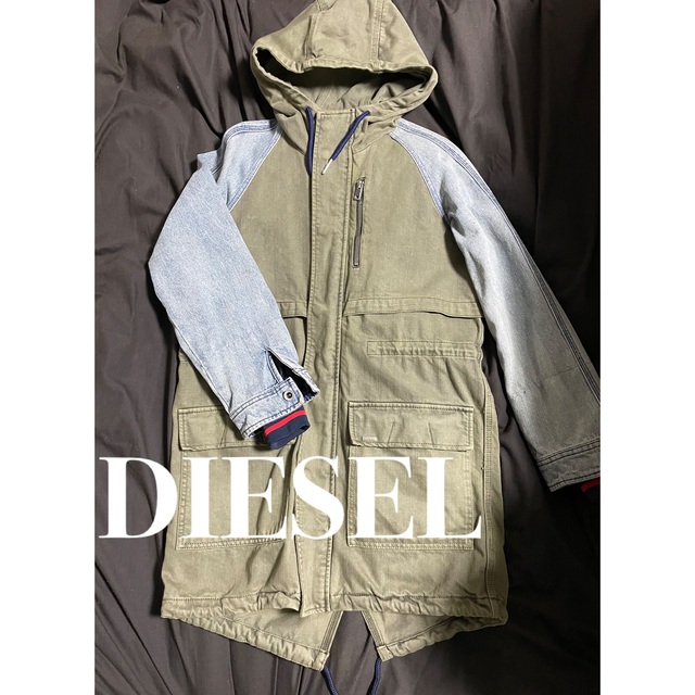 DIESEL 袖デニム切替モッズコート　ミリタリー