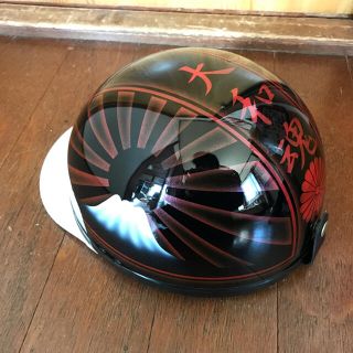 黒赤 ぼかし 富士日章 コルク半 ヘルメット エアブラシの通販 by ... 黒赤 ぼかし 富士日章 コルク半 ヘルメット エアブラシ