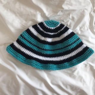 サンタモニカ(Santa Monica)のハンドメイド　クロシェハット　マルチボーダー　SALE(帽子)