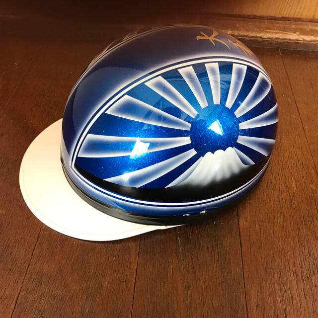 キャンディーブルー ラメ 富士日章 コルク半 ヘルメット