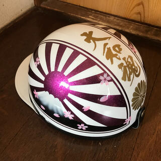 7色ラメ 紫　キャンディーパープル 富士日章 コルク半 ヘルメット(ヘルメット/シールド)