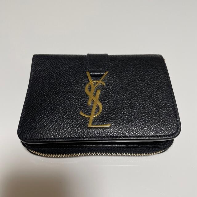 ラージジップウォレット "YSL"ライン(グレインレザー) ブラック レディースのファッション小物(財布)の商品写真