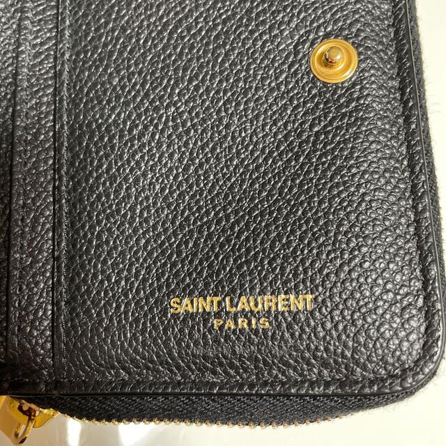 ラージジップウォレット "YSL"ライン(グレインレザー) ブラック レディースのファッション小物(財布)の商品写真