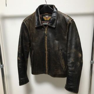 ハーレーダビッドソン(Harley Davidson)のハーレーダビッドソン 襟付シングルライダース ヴィンテージ加工(ライダースジャケット)