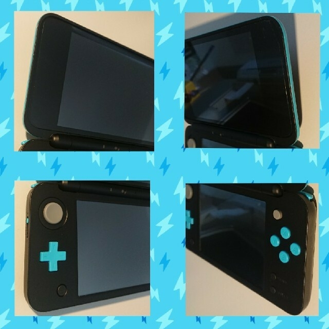 ニンテンドー2DS(ニンテンドー2DS)の【グリップ付属】new NINTENDO 2DS LL　ターコイズ×ブラック エンタメ/ホビーのゲームソフト/ゲーム機本体(携帯用ゲーム機本体)の商品写真