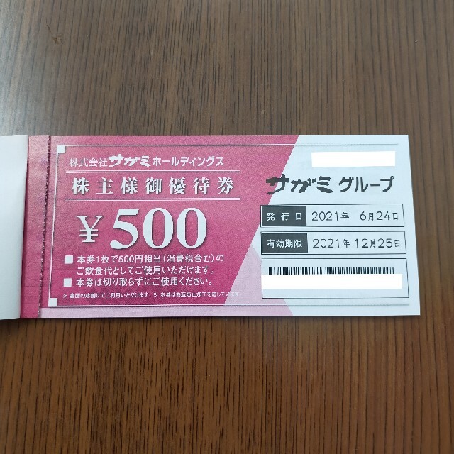 サガミ 株主優待 5,000円分