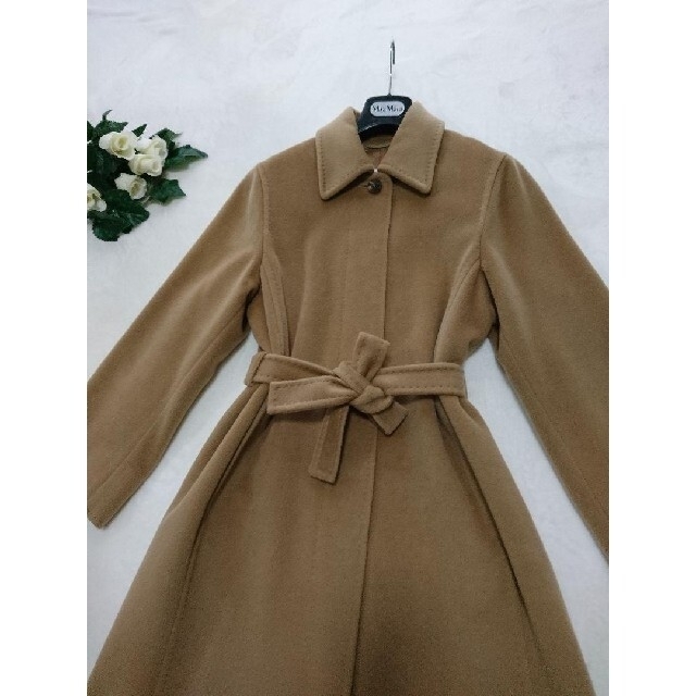 【極美品】MaxMara 31万 最高級ロングベルテッドコート 白タグ カシミヤ