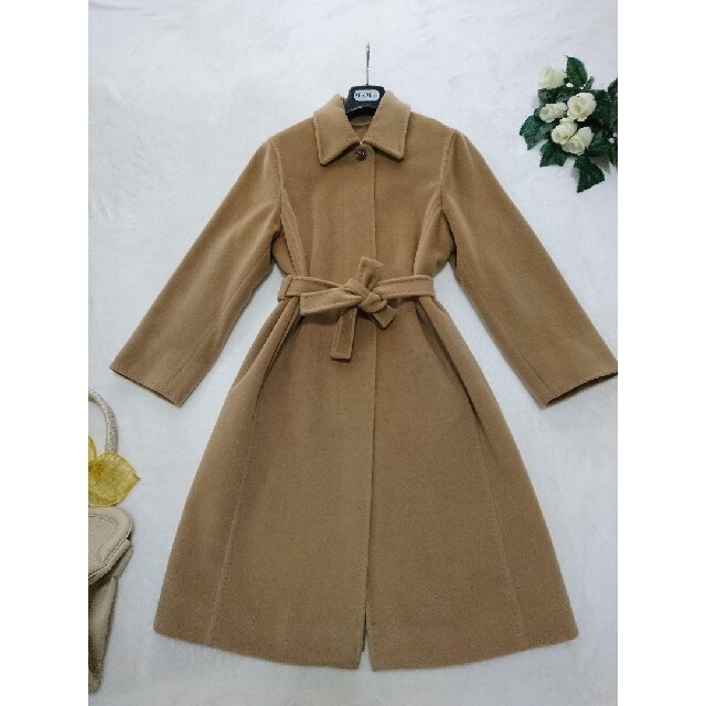 【極美品】MaxMara 31万 最高級ロングベルテッドコート 白タグ カシミヤ