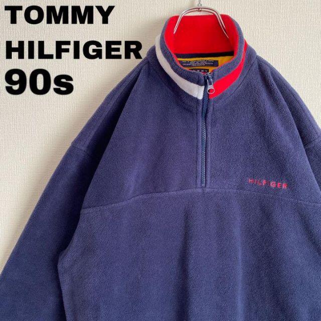 トミーヒルフィガー 90s ハーフジップフリース スウェット ネイビー 刺繍 | フリマアプリ ラクマ