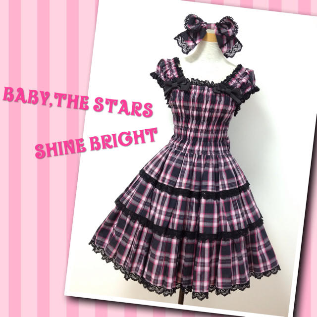 BABY,THE STARS SHINE BRIGHT(ベイビーザスターズシャインブライト)のBABY♡タータンJSK＆カチュSET レディースのワンピース(ひざ丈ワンピース)の商品写真