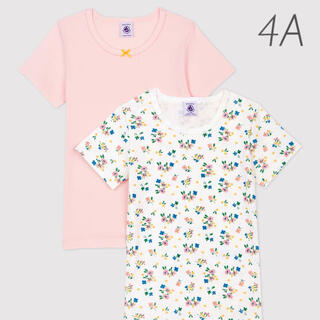 プチバトー(PETIT BATEAU)の新品未使用  プチバトー  半袖  Tシャツ  2枚組  4ans(Tシャツ/カットソー)
