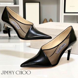 ジミーチュウ(JIMMY CHOO)の靴3点セット 3443 ジミーチュウ メッシュ レザー クリア パンプス 黒(ハイヒール/パンプス)