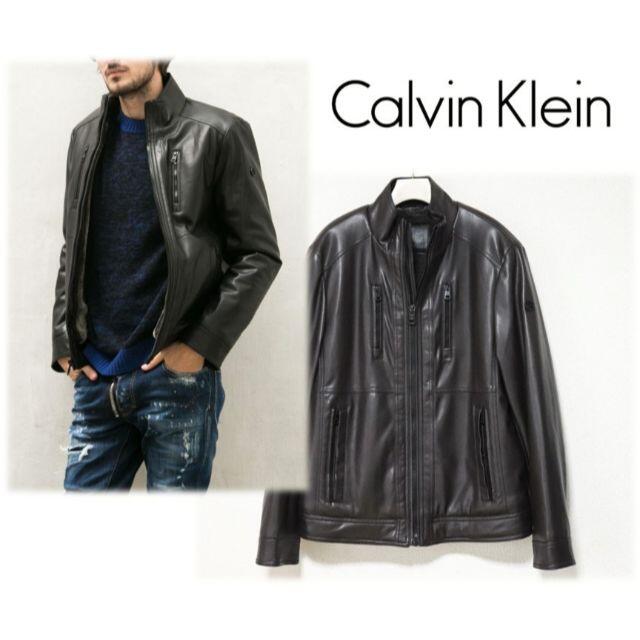 Calvin Klein(カルバンクライン)の新品【カルバンクライン】裏ボア フェイクレザージャケット ブルゾン 茶 M メンズのジャケット/アウター(レザージャケット)の商品写真