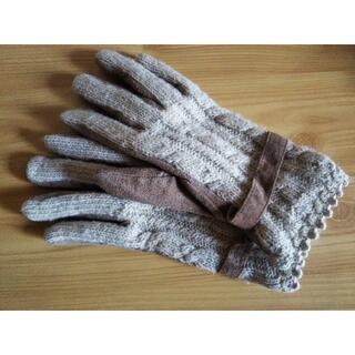 サマンサモスモス(SM2)のサマンサモスモス◆ケーブル編み ニット手袋　豚革◆小さめサイズ(手袋)