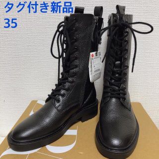 ZARAレザーレースアップフラットブーツ