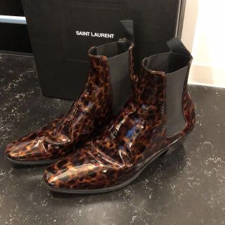 20SS SAINT LAURENT PARIS レオパードエナメルブーツ