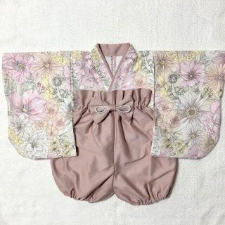 ベビー袴 くすみピンク ハンドメイド 女の子 ヘアバンド おしゃれ G02