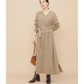 アダムエロぺ(Adam et Rope')の週末お値下げ☆ADAM ET ROPE’ カシミヤ混カシュクールニットワンピース(ロングワンピース/マキシワンピース)