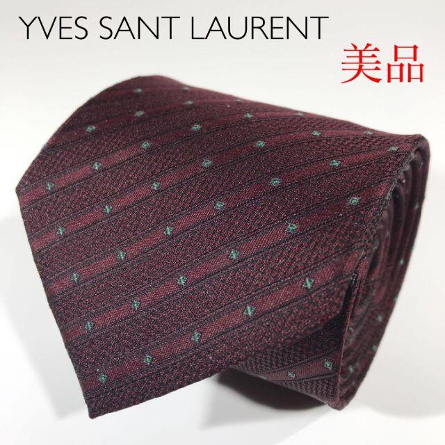 Saint Laurent(サンローラン)の美品 イヴサンローラン 万代 高級シルク ネクタイ ストライプ メンズのファッション小物(ネクタイ)の商品写真