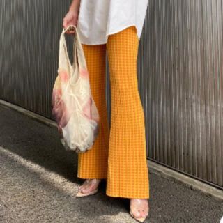 アメリヴィンテージ(Ameri VINTAGE)のAmeri◆COLORFUL GINGHAM CHECKPANTS オレンジ M(カジュアルパンツ)