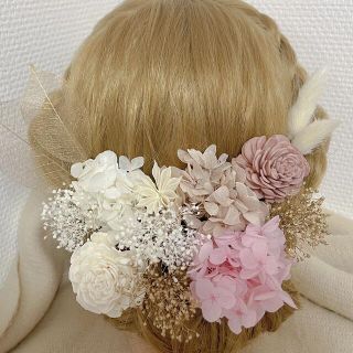 髪飾り ドライフラワー ヘッドドレス ヘアピン 結婚式 卒業式 成人式 前撮り(ヘアアクセサリー)