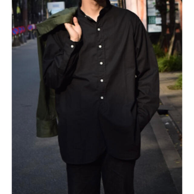 BONCOURA ボンクラ バンドカラーシャツ ポプリン ブラック 40の BONCOURA ボンクラ バンドカラーシャツ ポプリン ブラック 40の