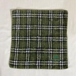 バーバリー(BURBERRY)のバーバリー　タオルハンカチ　中古品　グリーンチェック　#1291(ハンカチ)