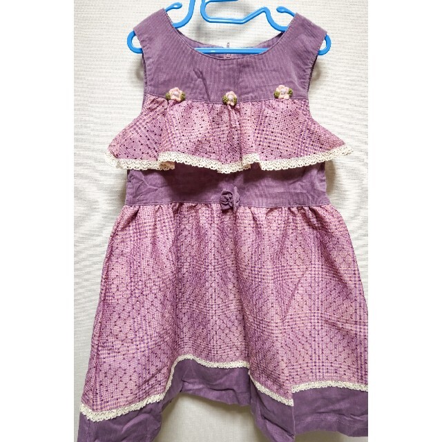 Souris(スーリー)のドットレースフリル　ジャンパースカート　120 キッズ/ベビー/マタニティのキッズ服女の子用(90cm~)(ワンピース)の商品写真