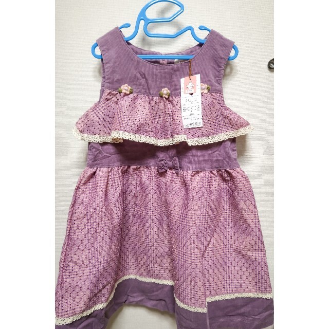 Souris(スーリー)のドットレースフリル　ジャンパースカート　120 キッズ/ベビー/マタニティのキッズ服女の子用(90cm~)(ワンピース)の商品写真