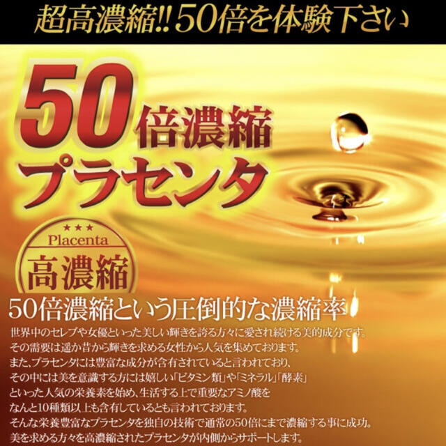 50倍濃縮プラセンタサプリ 美容 ヒアルロン酸 コラーゲン●大容量約12ヶ月分● 食品/飲料/酒の健康食品(その他)の商品写真