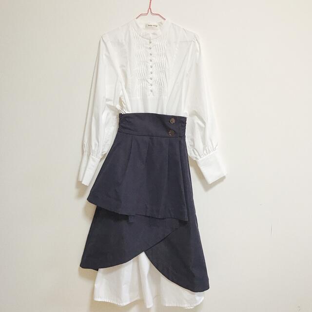 【LA BELLE ETUDE】ドレスシャツワンピースレイヤードスカート
