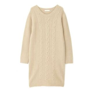 プロポーションボディドレッシング(PROPORTION BODY DRESSING)の（新品タグ付き）ケーブルビーズニットワンピース(ひざ丈ワンピース)