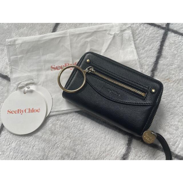 SEE BY CHLOE(シーバイクロエ)の美品 シーバイクロエ  二つ折り財布 ブラック レディースのファッション小物(財布)の商品写真