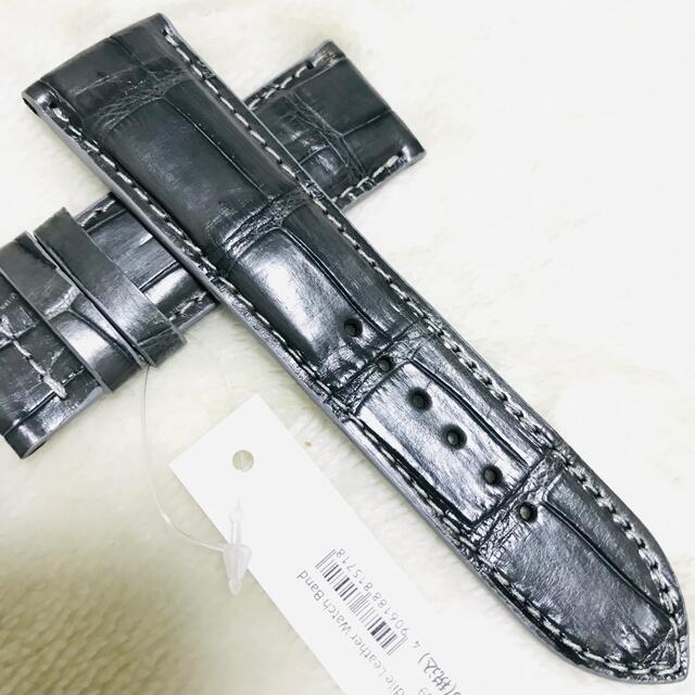 8289#24mm-20mmアッシュグレー★本物クロコダイル腕時計用ベルト