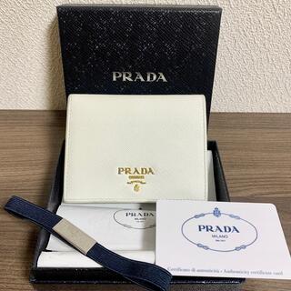 プラダ(PRADA)のPRADA プラダ サフィアーノ レザー 財布 ホワイト コンパクト 美品(財布)
