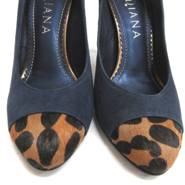 DIANA(ダイアナ)のダイアナ パンプス ラウンドトゥ ハラコ 切替 スエード 靴 23cm ネイビー レディースの靴/シューズ(ハイヒール/パンプス)の商品写真