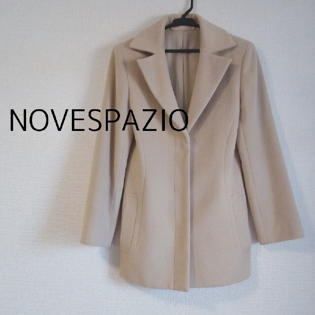 NOVESPAZIO(ノーベスパジオ)の美品 NOVESPAZIO/ノーベスパジオ 羊毛アンゴラ コート ベージュ レディースのジャケット/アウター(チェスターコート)の商品写真