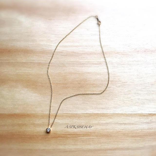 ハイグレードCZダイヤ一粒華奢ネックレス ハンドメイドのアクセサリー(ネックレス)の商品写真