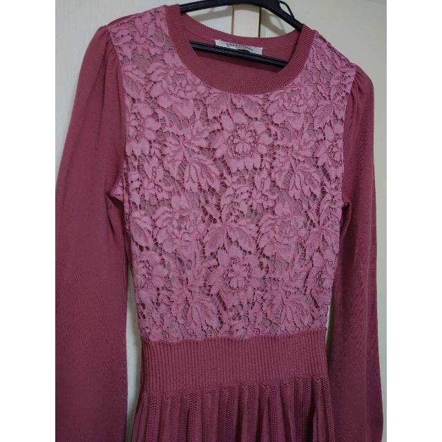 VALENTINO レースパネル ニットワンピース ピンク - nayaabhaandi.com