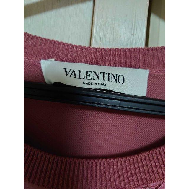 VALENTINO(ヴァレンティノ)のVALENTINO レースパネル ニットワンピース ピンク レディースのワンピース(ひざ丈ワンピース)の商品写真