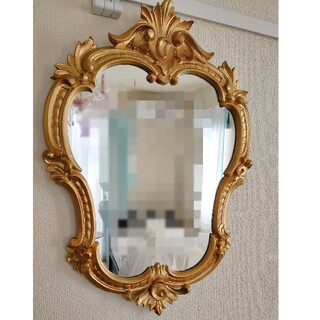 アンティーク ロココ調 ゴールド イタリア製 壁掛け鏡ミラー(壁掛けミラー)