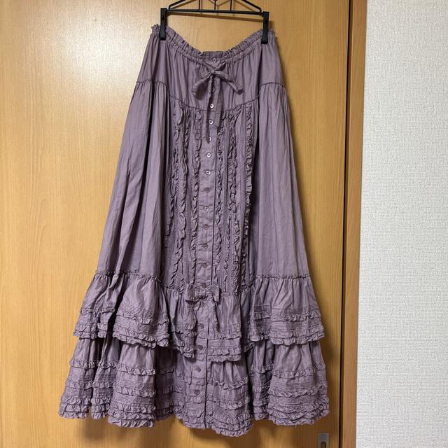 ピンクハウス　綿ローンのスカート　紫　パープルロングスカート