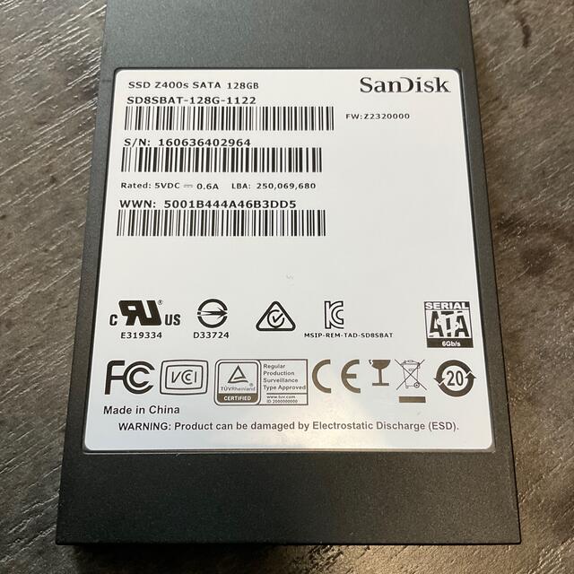 SanDisk(サンディスク)のSanDisk SSD 128GB SD8SBAT-128G-1122 スマホ/家電/カメラのPC/タブレット(PCパーツ)の商品写真