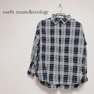 アースミュージックアンドエコロジー(earth music & ecology)のearth music&ecology チェックシャツ　シースルー　ブラック(シャツ/ブラウス(長袖/七分))