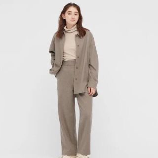 ユニクロ(UNIQLO)のブラッシュドジャージーシャツジャケット　XL ベージュ(シャツ/ブラウス(長袖/七分))